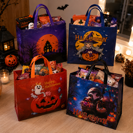 12 Bolsas Halloween Plastificadas Grandes $6.5 c/u