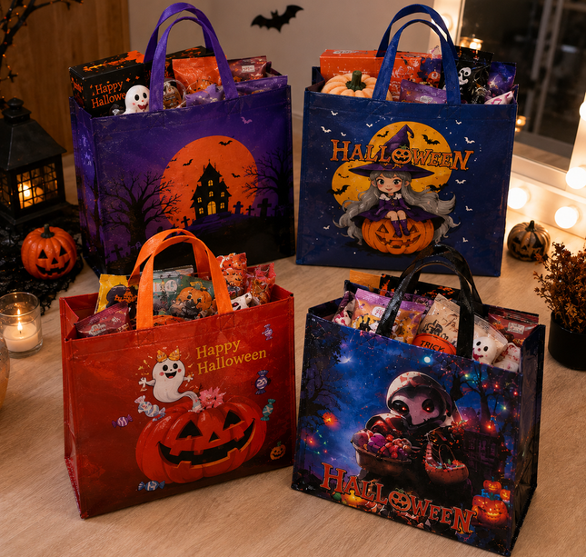 12 Bolsas Halloween Plastificadas Grandes $6.5 c/u