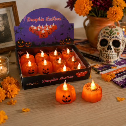 12 Velitas Halloween Led Calabacitas $7.5 c/u