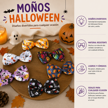 12 Moños Halloween Grandes $6.9 c/u