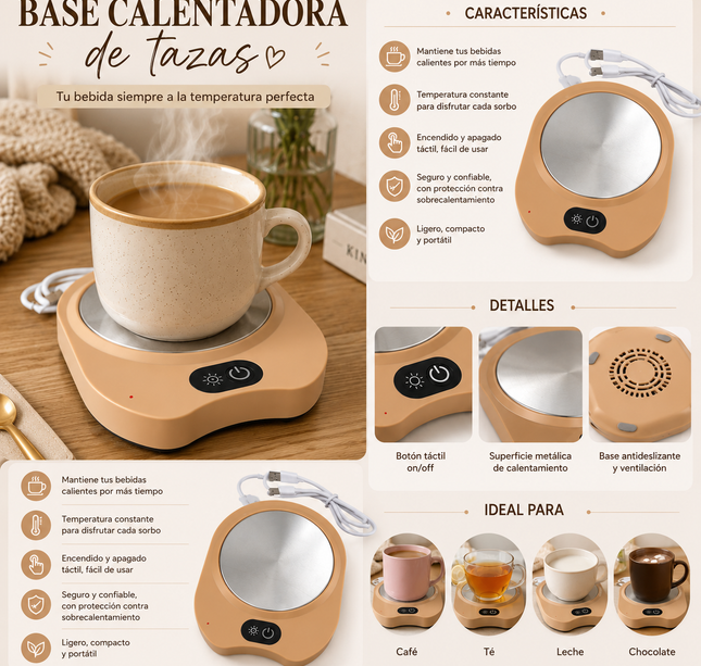 Exclusivo Tienda en linea 💥💎Base Calentadora de Tazas Portatil