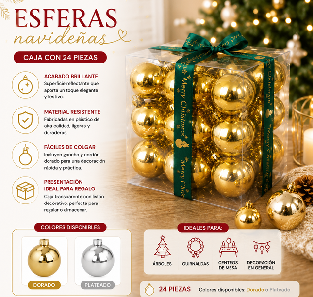 Exclusivo Tienda en linea 💥💎Caja de 29 Esferas Navidad Diferentes Tamaños