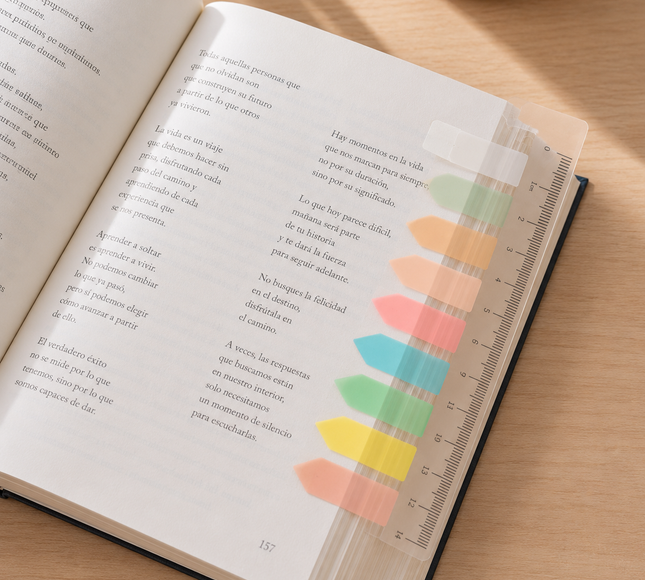 Exclusivo Tienda en linea 💥💎12 Sets de Posti Its Flecha Transparentes y Regla para Libros $9.9 c/u