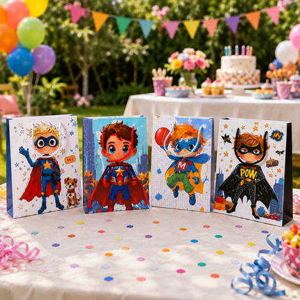 12 Bolsas para Regalo Super Heroé $6.5 c/u