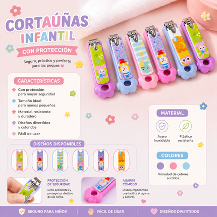 12 Cortauñas Infantil con Protector de Animalitos $6.8 c/u