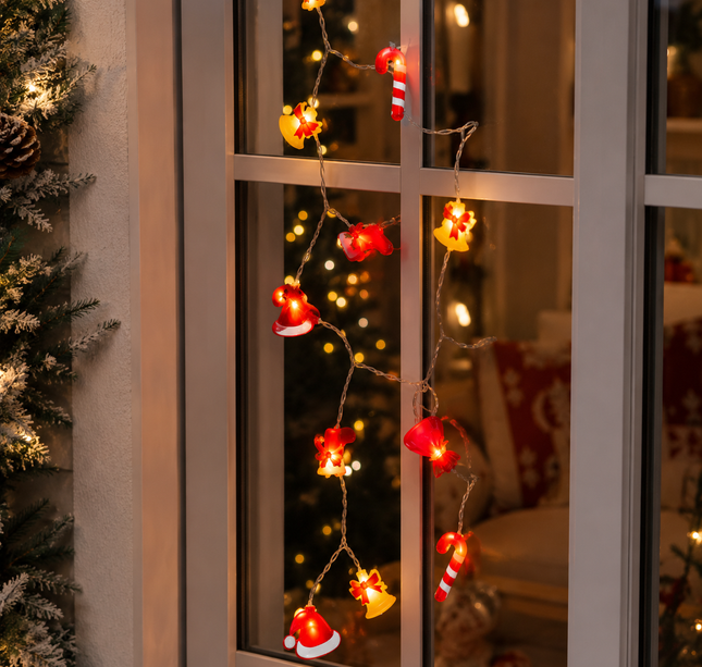 3 Serie de Luces Con Figuras Navidad $55 c/u