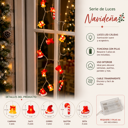 3 Serie de Luces Con Figuras Navidad $55 c/u