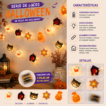 3 Serie de Luces Con Figuras de Halloween $50 c/u