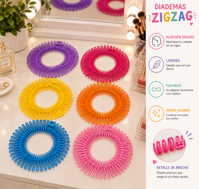 Exclusivo Tienda en linea 💥💎12 Diademas ZiigZag Colores Tendencia $4.5 c/u