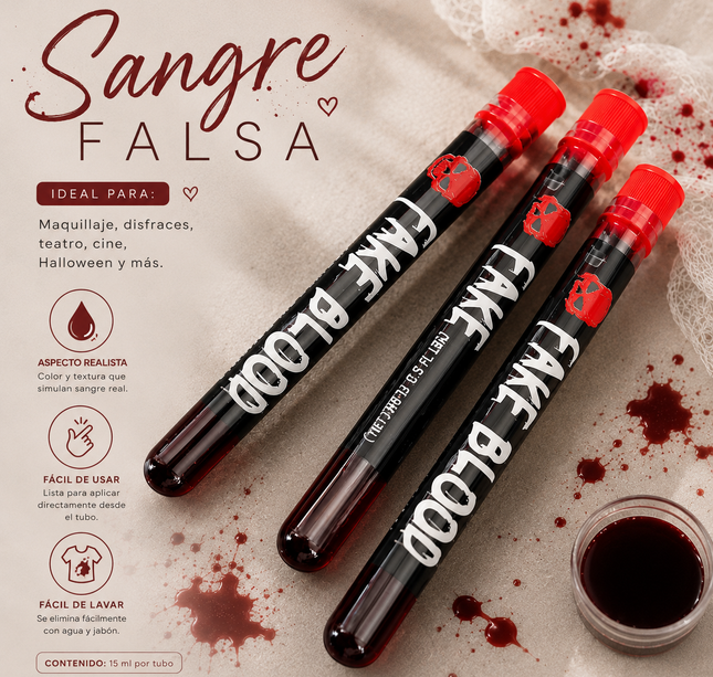 24 Tubos/Ampolletas de Sangre Falsa $12 c/u