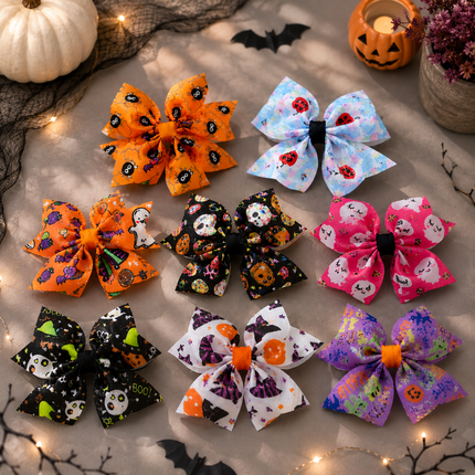 12 Moñitos Halloween Estampados  $6 c/u