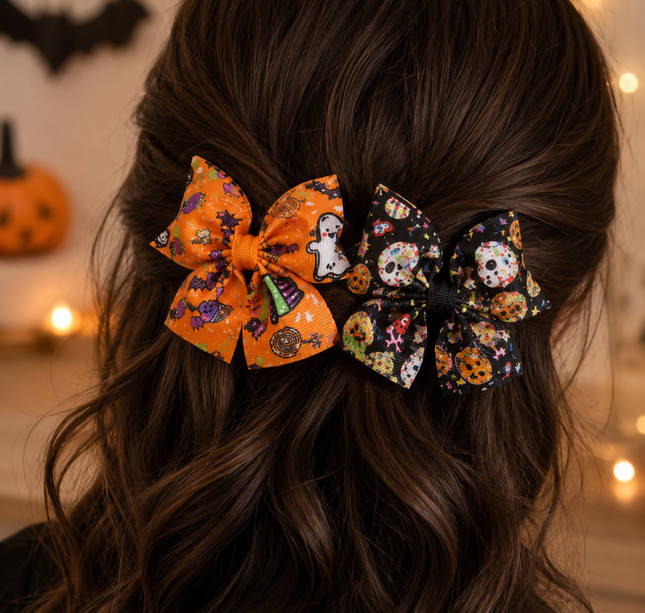 12 Moñitos Halloween Estampados  $6 c/u