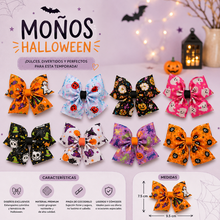 12 Moñitos Halloween Estampados  $6 c/u