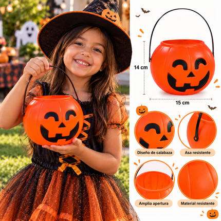 3 Calabacita para Pedir Dulces de Plastico Halloween $20 c/u