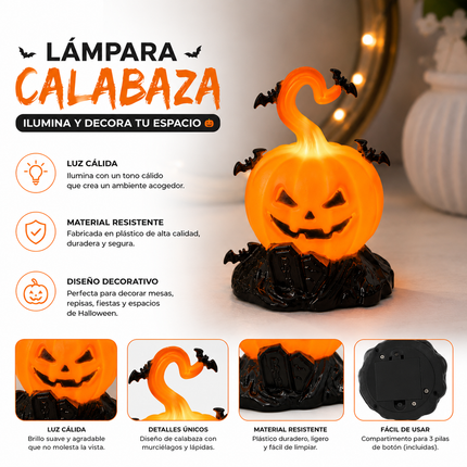 6 Calabacitas Halloween con Murcielagos Led $20 c/u