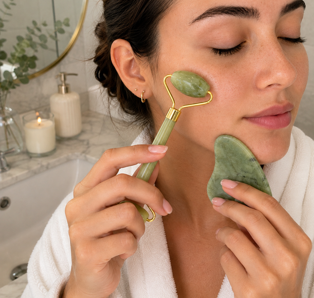 3 Sets SkinCare Gua Sha Y Rodillo de Jade $25 c/u
