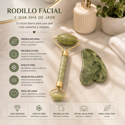 3 Sets SkinCare Gua Sha Y Rodillo de Jade $25 c/u