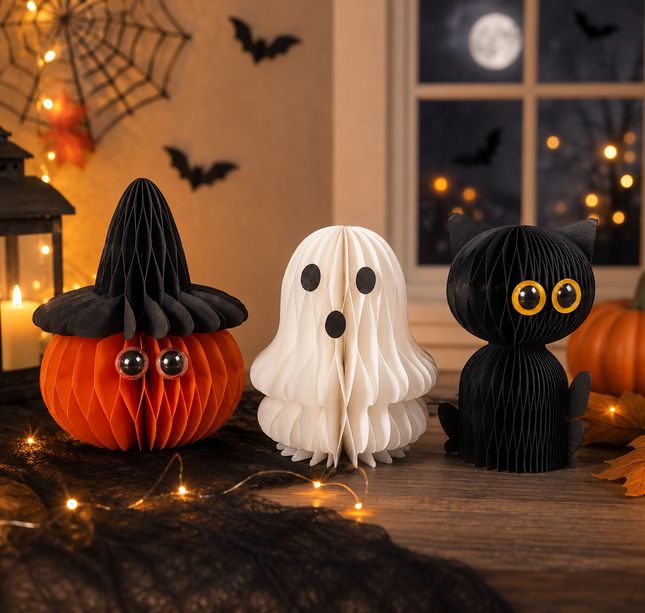 3 Decoración Halloween Figuras de papel 3D plegable $30 c/u