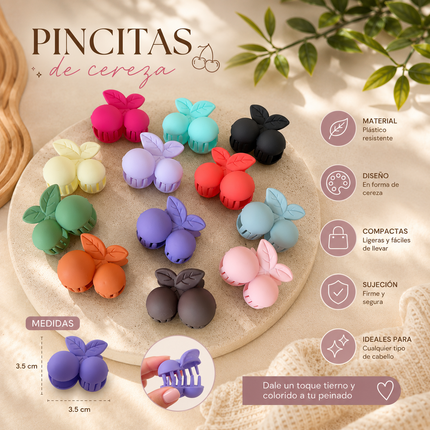 12 Pincitas Cerezas Dobles Matte Ch $5.5 c/u