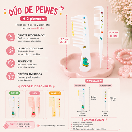 12 Duos de Peines para Cabello Dos tamaños $6.5 c/u