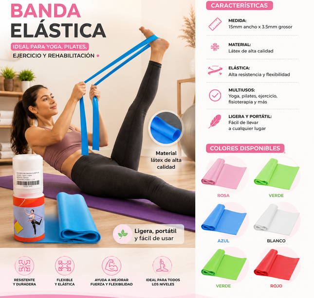Exclusivo Tienda en linea 💥💎Banda Elastica para Yoga/Ejercicio