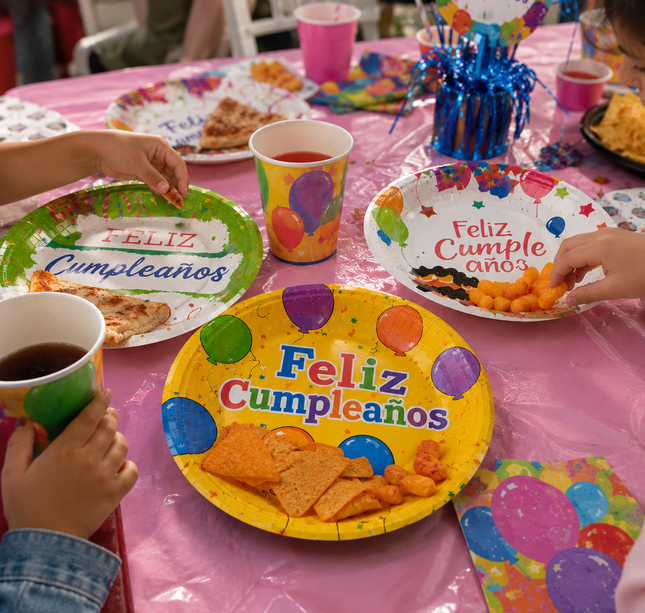 6 Sets de Platos "Feliz Cumpleaños" para Fiesta Decorados Grandes $29 c/u