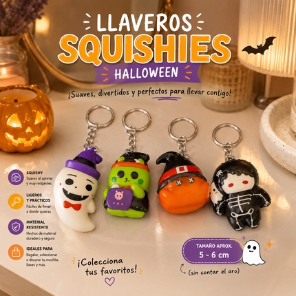 12 Llaveros Halloween Squishies Ch $7.5 c/u