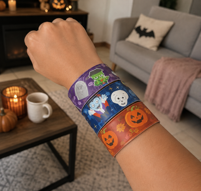 50 Pulseras Halloween Metalicas tipo Enrollables $2.5 c/u