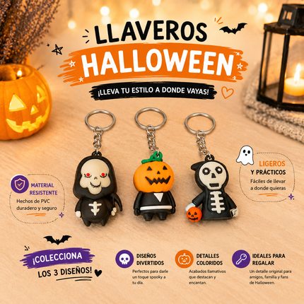 12 Llaveros Halloween Firguras 3D $5.9 c/u