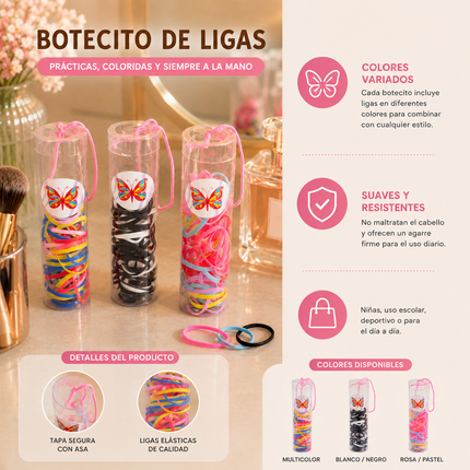 Exclusivo Tienda en linea 💥💎12 Tubos de Ligas para Cabello Ch $4.5 c/u