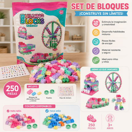 Exclusivo Tienda en linea 💥💎Bolsa con 250 Bloques tipo Legopara Armar "Building Blocks"