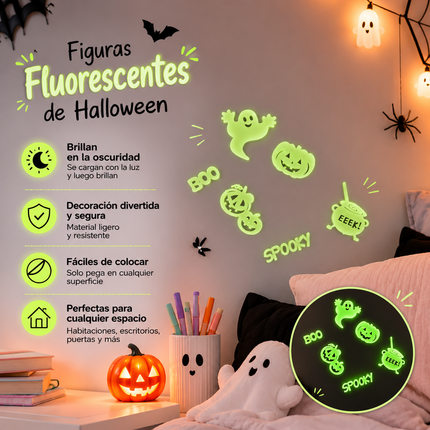 12 Figuras Halloween Fluorescentes Ch $6.9 c/u