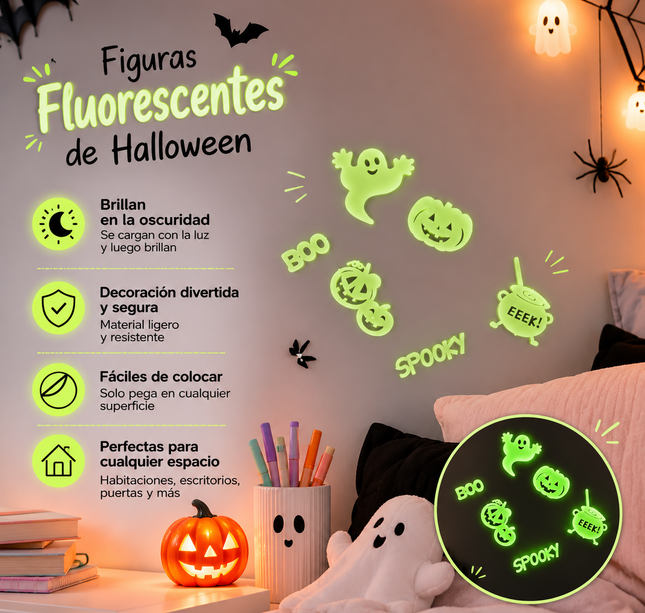12 Figuras Halloween Fluorescentes Ch $6.9 c/u