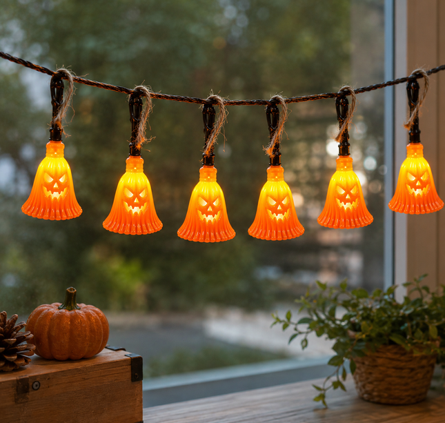 6 Escobitas Halloween para Decorar con Luces $21 c/u