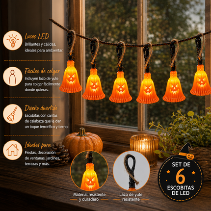 6 Escobitas Halloween para Decorar con Luces $21 c/u