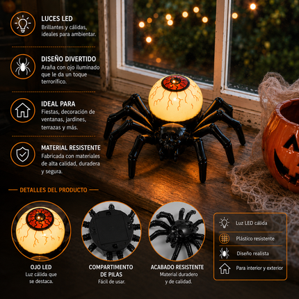 12 Araña con Ojo Halloween y Luz $17 c/u