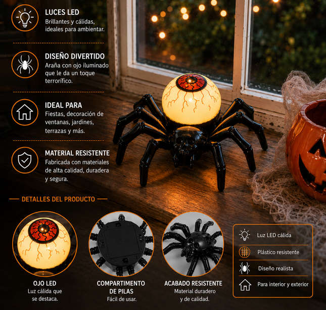 12 Araña con Ojo Halloween y Luz $17 c/u