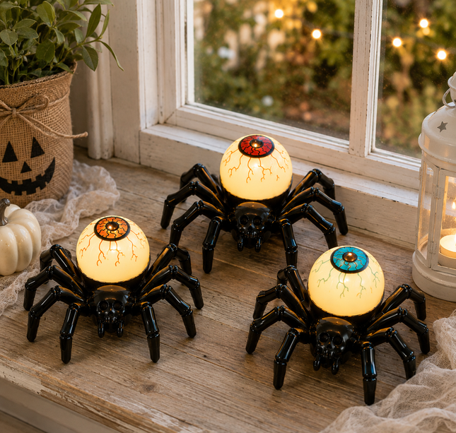 12 Araña con Ojo Halloween y Luz $17 c/u