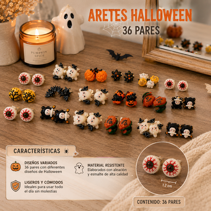 36 Aretes Halloween "Zirconia" $5.5 c/u