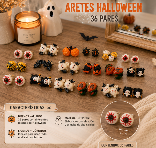 36 Aretes Halloween "Zirconia" $5.5 c/u
