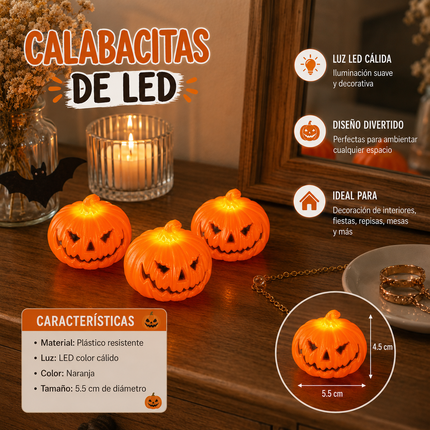 12 Calabacitas de Luz Led para Decorar Halloween $14.5 c/u