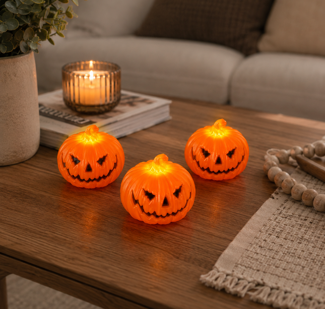 12 Calabacitas de Luz Led para Decorar Halloween $14.5 c/u