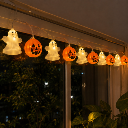 Serie de Luces Calabacita Y Fantasma Pilas