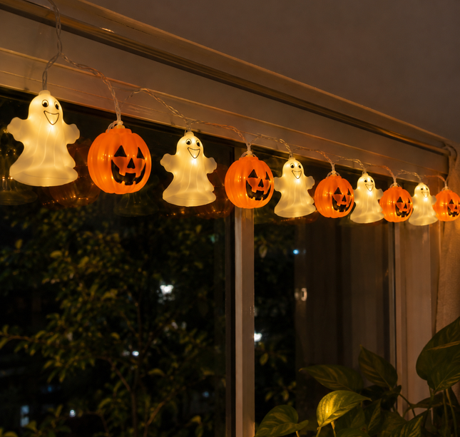 Serie de Luces Calabacita Y Fantasma Pilas