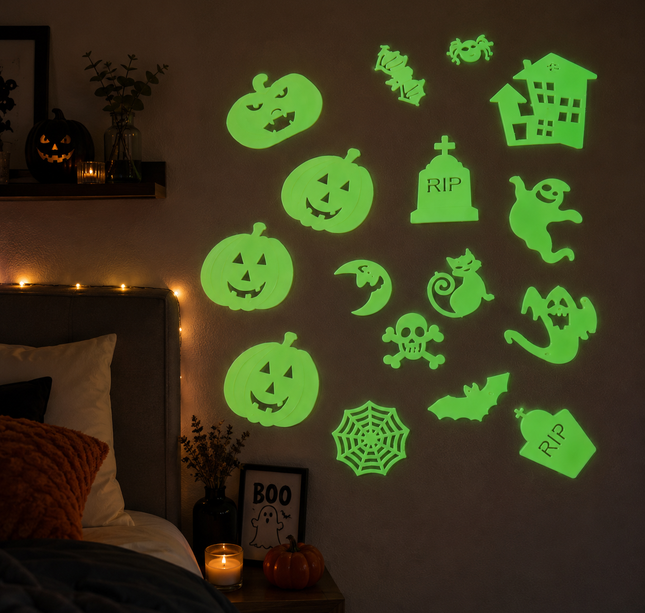12 Figuras Halloween Fluorescentes Gds $8.5 c/u