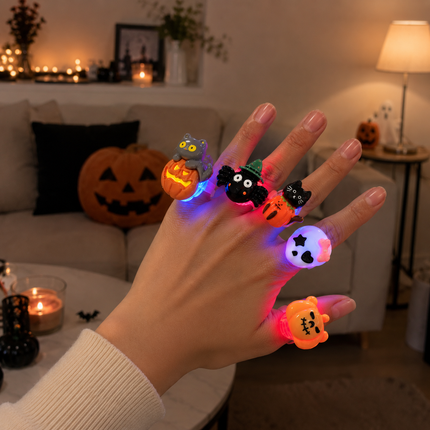 24 Anillos Halloween con Figura 3D $7.5 c/u