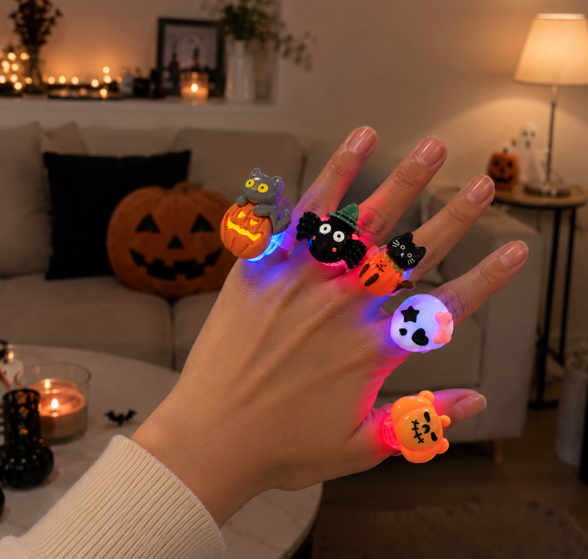 24 Anillos Halloween con Figura 3D $7.5 c/u