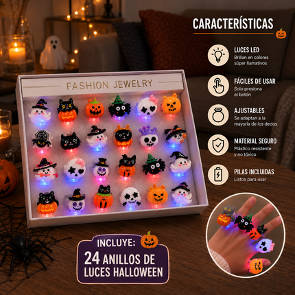24 Anillos Halloween con Figura 3D $7.5 c/u