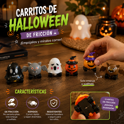 12 Carritos de Figuras Halloween Fricción $7 c/u