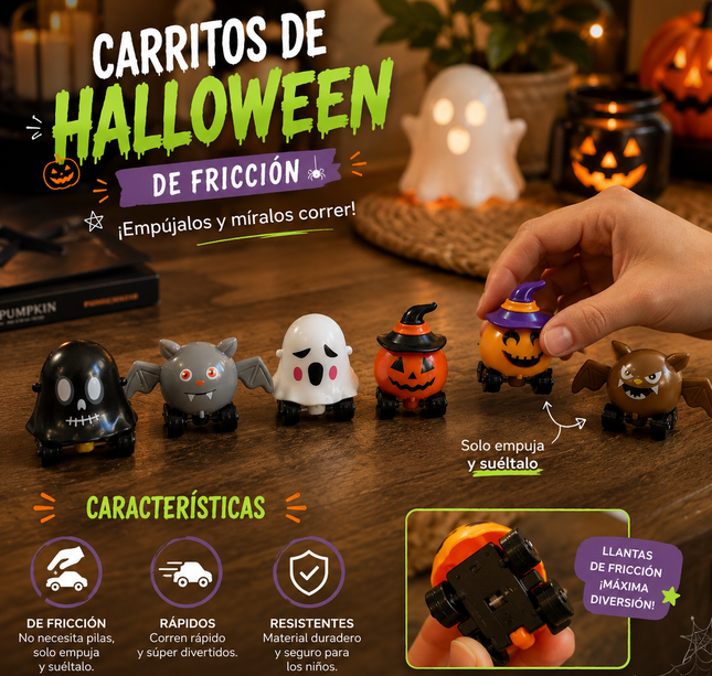 12 Carritos de Figuras Halloween Fricción $7 c/u